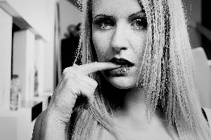 Blonde model sensual portrait shooting
