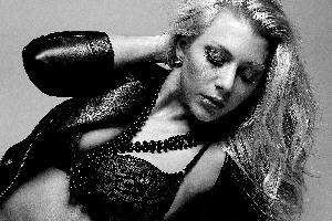 Portrait of  blonde model lisa black and white